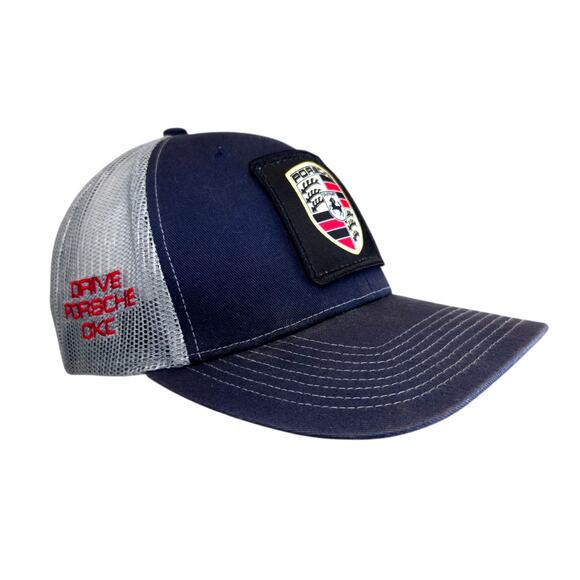 Porsche Hat Cap Snap Back Dark Blue Shield Stallion Logo Drive OKC Oklahoma City - Picture 1 of 8